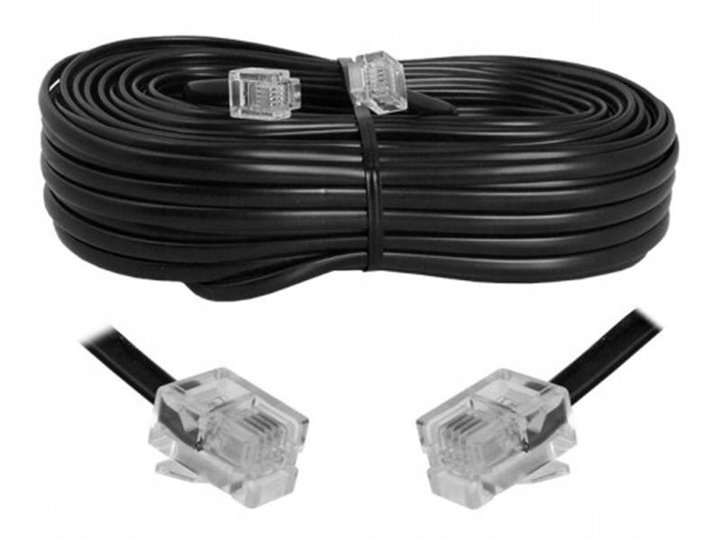 Kabel tel. prosty 20m czarny